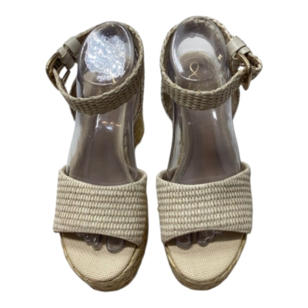 Sam Edelman April Ankle-Strap Raffia-Wedge Sandals Size 9